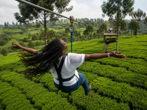 Couple Ziplining at Twin Rivers Resort Tigoni with Baecation Adventures