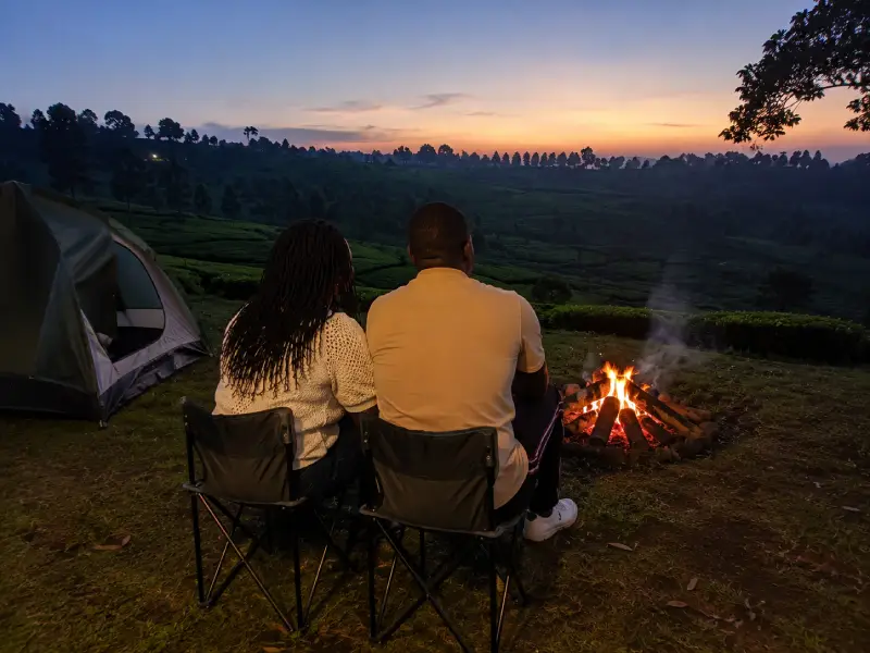 Couple Camping at Twin Rivers Resort Tigoni - Baecation Adventures