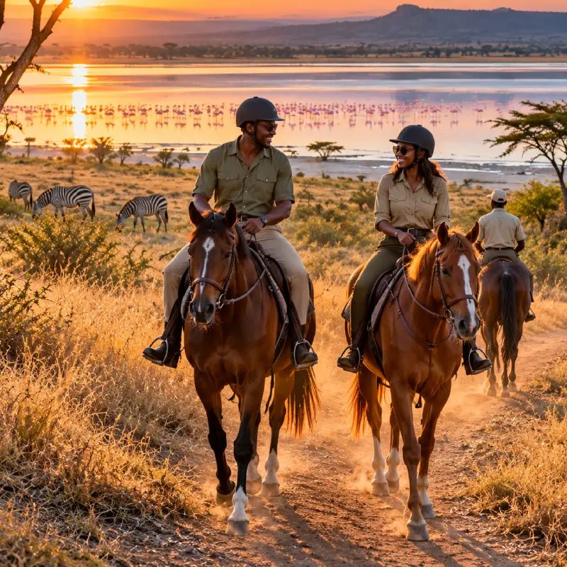 Sunset Safari Ride by the Flamingo Lake